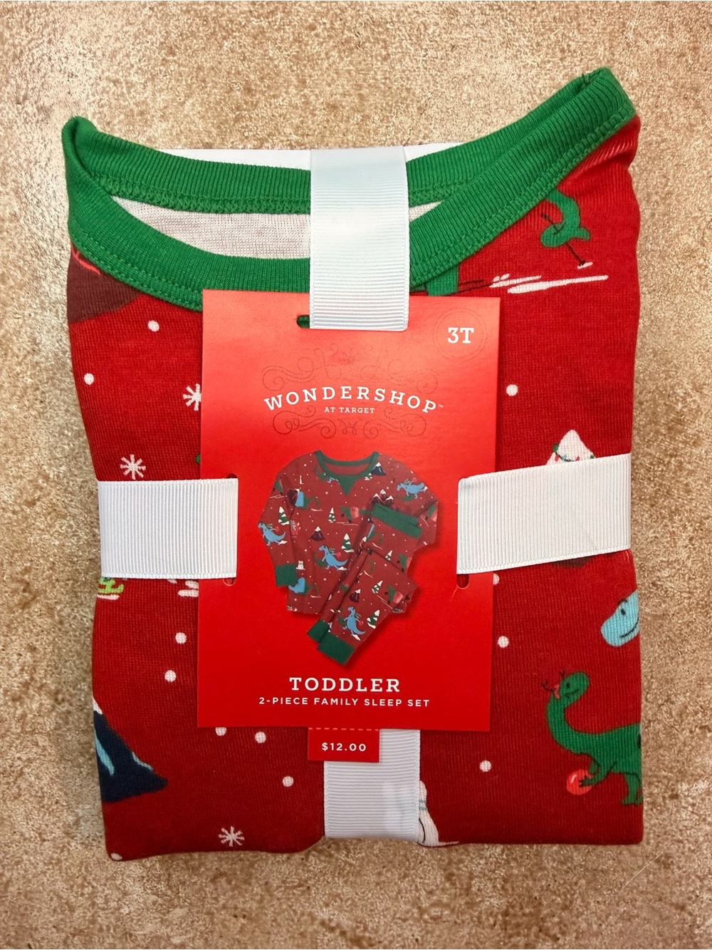 WonderShop Toddler 2-Piece Family Sleep Set Red Dino & Green 3T